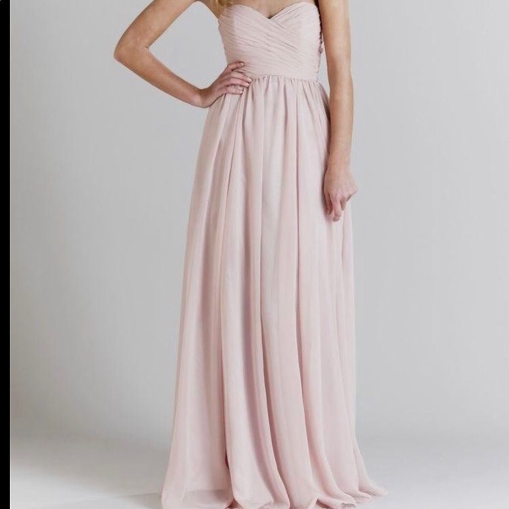 Strapless bridesmaid formal dress light pink blush